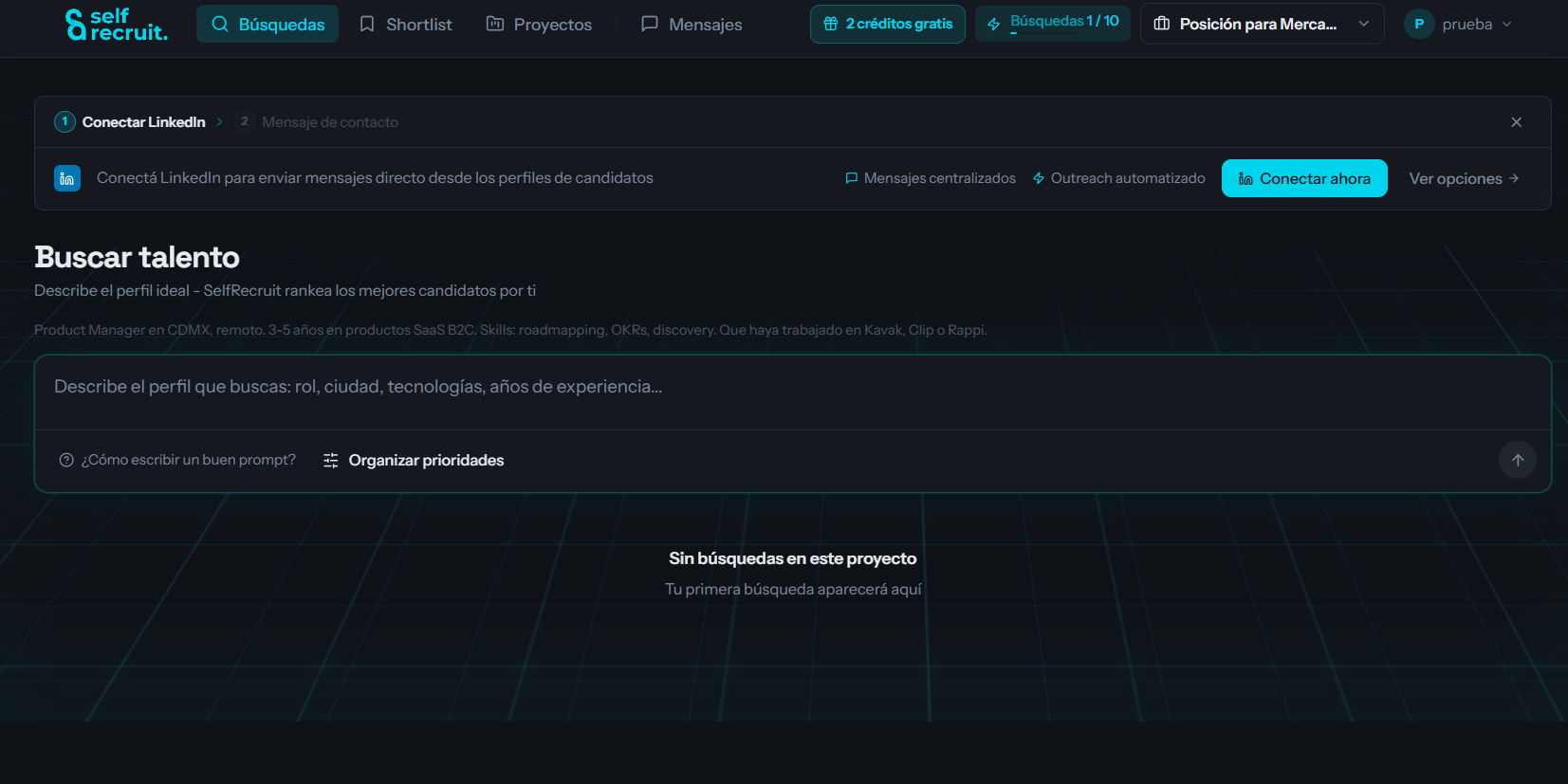La caja de búsqueda es lo primero que ves al entrar.